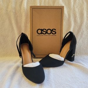 ASOS Pleasant D'Orsay Strappy Suede Block Heel Pumps